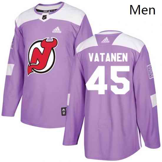 Mens Adidas New Jersey Devils 45 Sami Vatanen Authentic Purple Fights Cancer Practice NHL Jersey